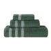 Zero Twist Cotton Ribbed Geometric Border Plush 3 Piece Towel Set - Forrest Green