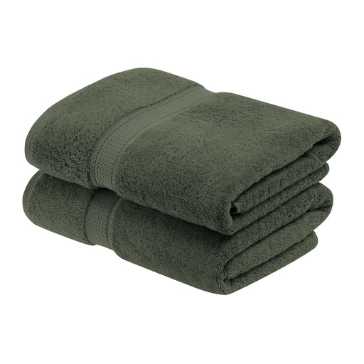 Egyptian Cotton Pile Plush Heavyweight Bath Towel Set of 2 - Forrest Green