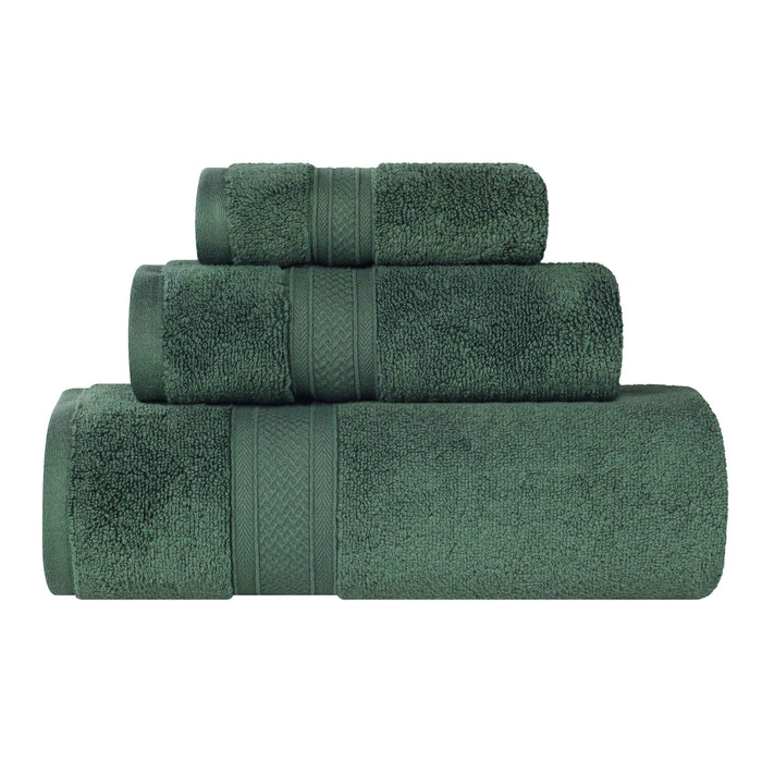 Zero Twist Cotton Elegant Soft Absorbent 3 Piece Solid Towel Set