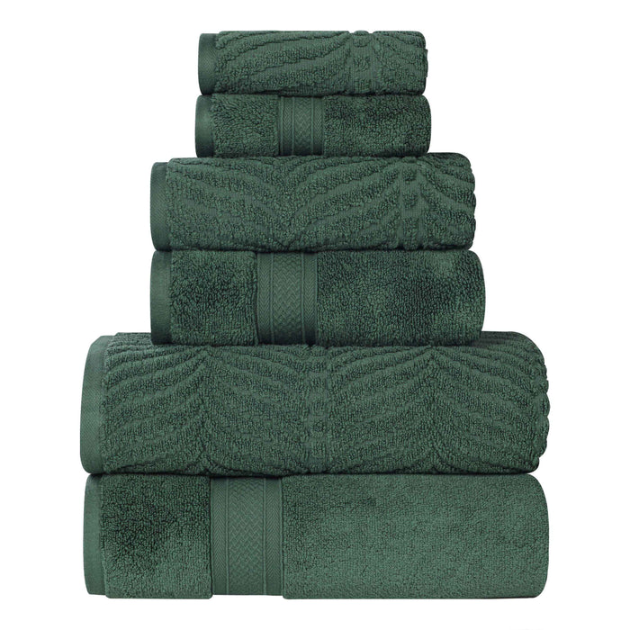 Zero Twist Cotton Solid and Jacquard Elegant Chevron 6 Piece Towel Set