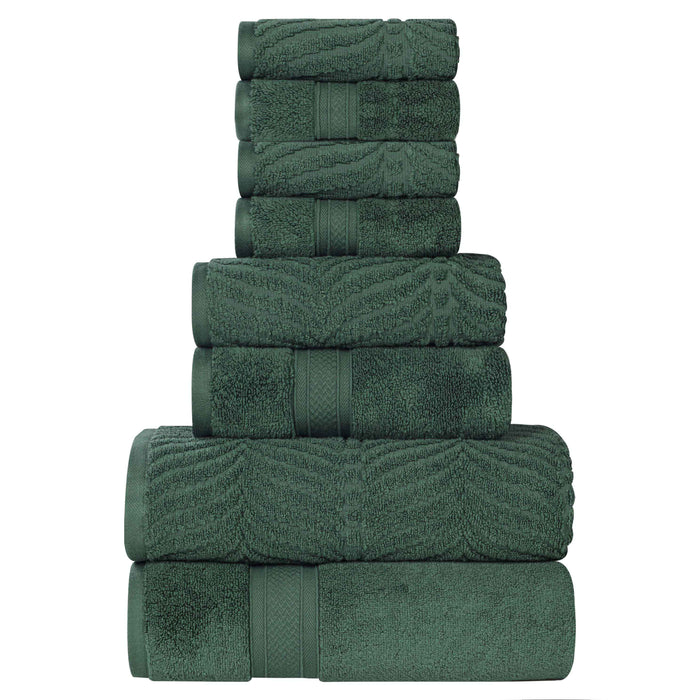 Zero Twist Cotton Solid and Jacquard Elegant Chevron 8 Piece Towel Set