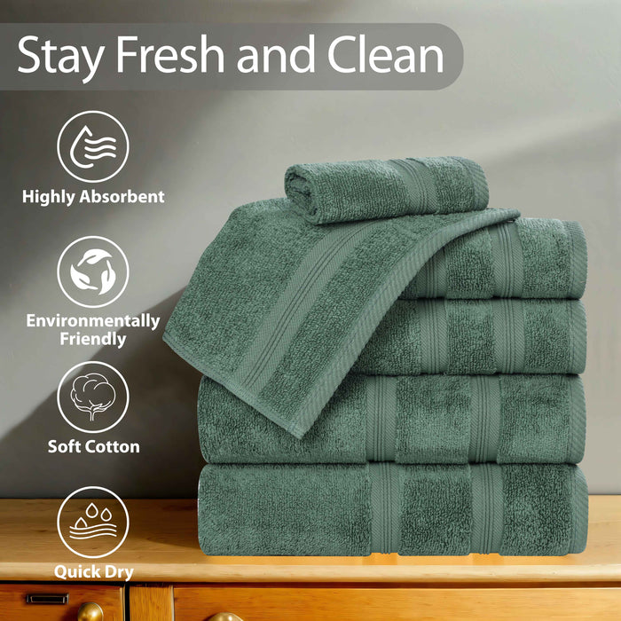 Smart Dry Zero Twist Cotton 6 Piece Solid Assorted Towel Set