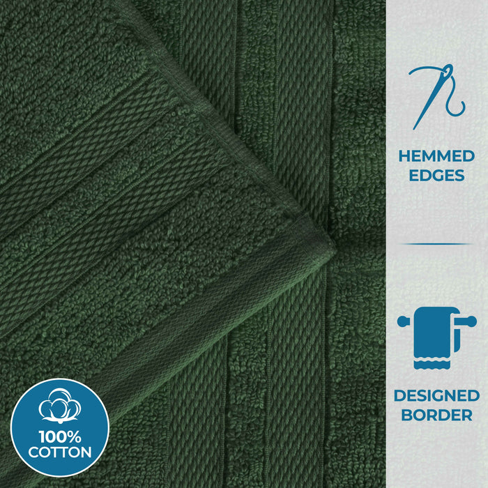 Ultra-Soft Cotton Absorbent Quick-Drying 12 Piece Assorted Towel Set - ForrestGreen
