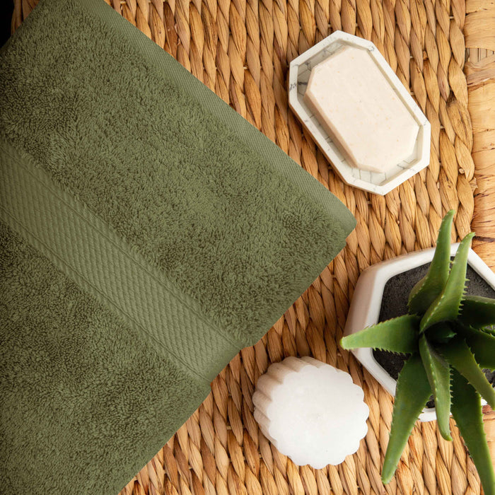 Egyptian Cotton Pile Plush Heavyweight Absorbent 8 Piece Towel Set - ForestGreen