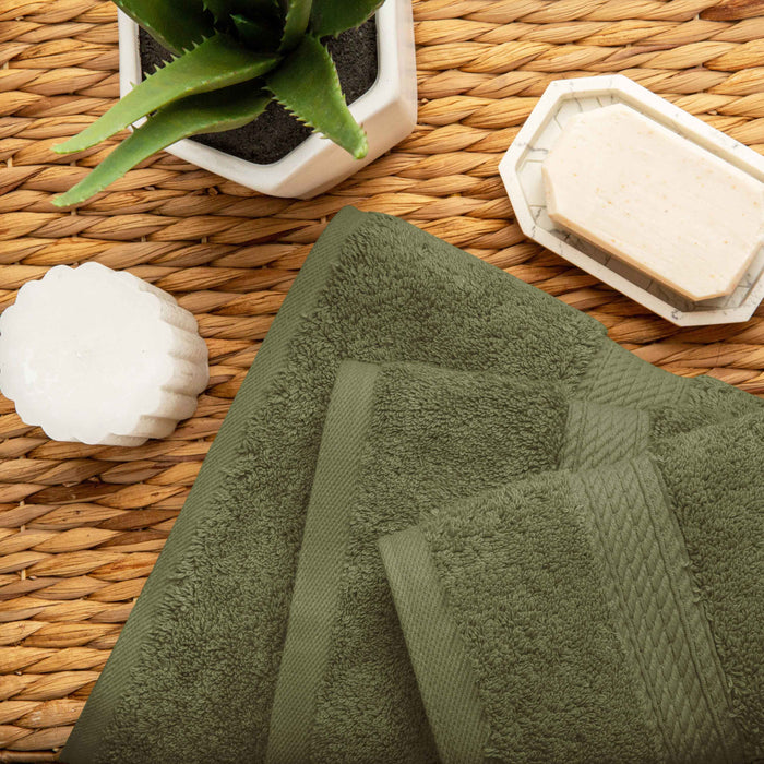 Egyptian Cotton Pile Plush Heavyweight Absorbent 3 Piece Towel Set - ForestGreen