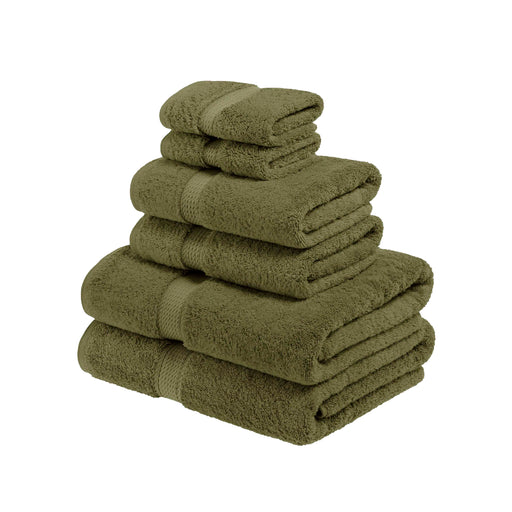 Egyptian Cotton Pile Plush Heavyweight Absorbent 6 Piece Towel Set - ForestGreen