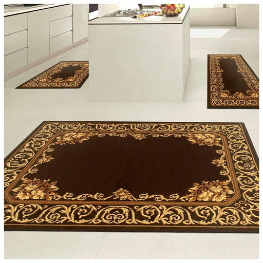 Traditional Scrolling Medallion 3 Piece Indoor Area Rug Set - Freyberg