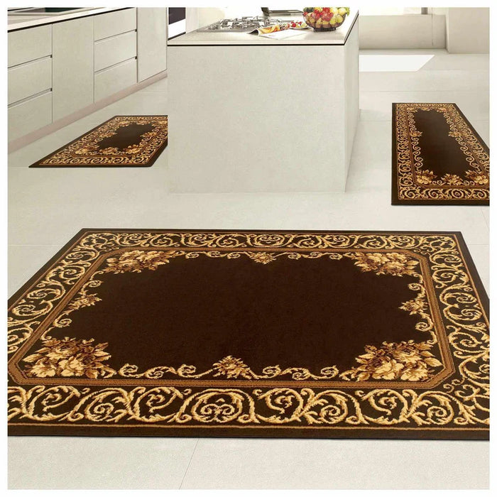 Traditional Scrolling Medallion 3 Piece Indoor Area Rug Set