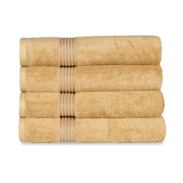 Egyptian Cotton 4 Piece Solid Bath Towel Set - Gold