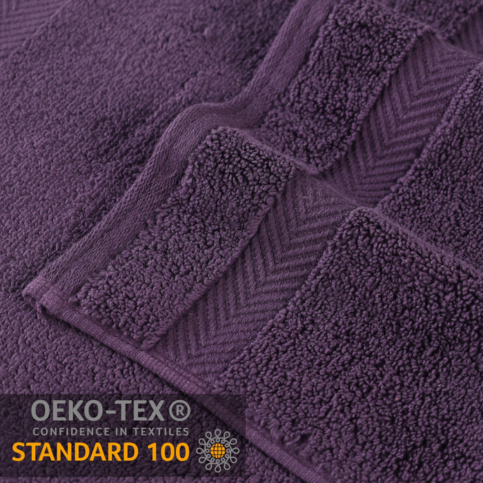Zero Twist Cotton Ultra-Soft Absorbent Assorted 12 Piece Towel Set - Grapeseed