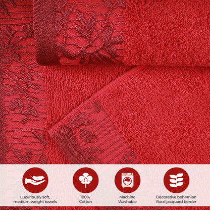 Wisteria Cotton Floral Embroidered Jacquard Border 8-Piece Towel Set - Blue Nile Mills