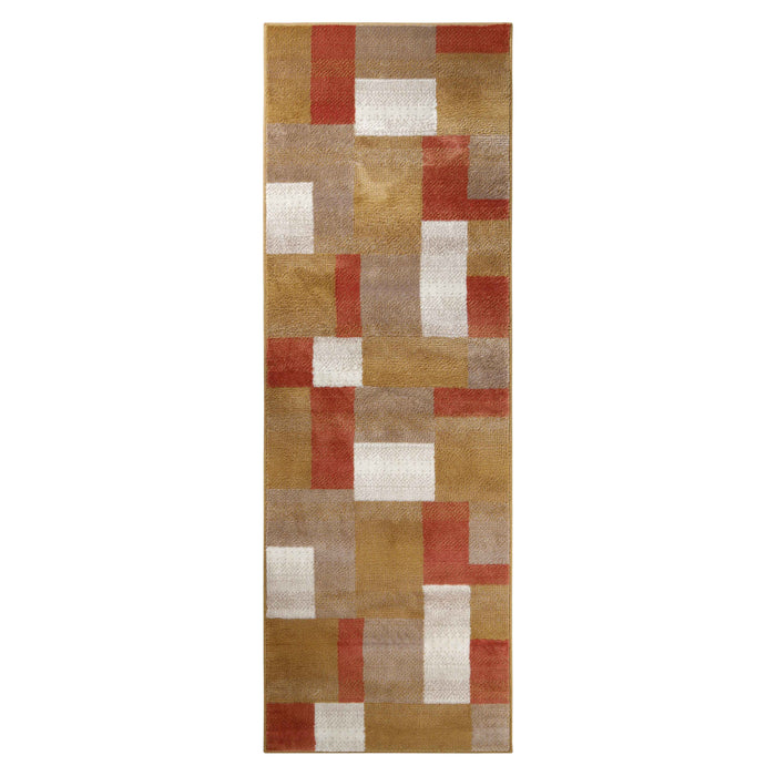 Clifton Modern Geometric Patchwork Area Rug or Runner Rug - Ginger