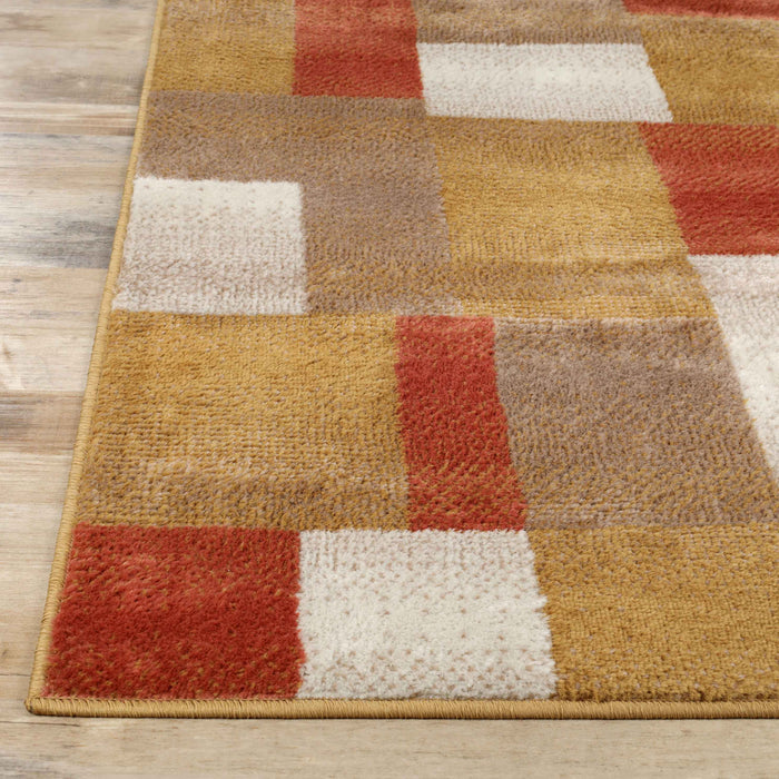 Clifton Modern Geometric Patchwork Area Rug or Runner Rug - Ginger