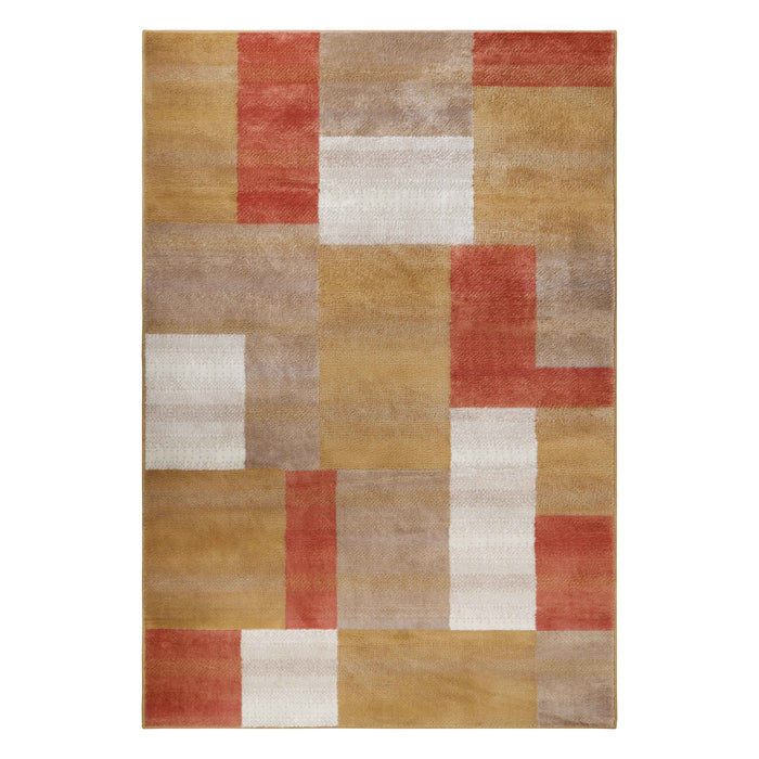 Clifton Modern Geometric Patchwork Area Rug or Runner Rug - Ginger