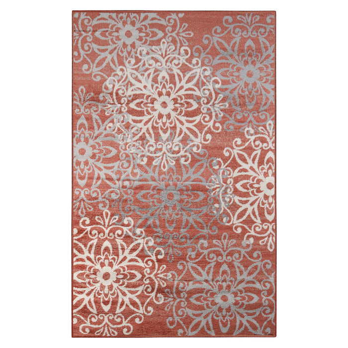 Leigh Traditional Floral Scroll Indoor Area Rugs or Runner Rug - Ginger