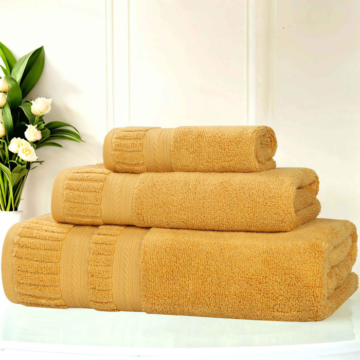 Venice Zero Twist Cotton Medium Weight Absorbent 3 Piece Towel Set