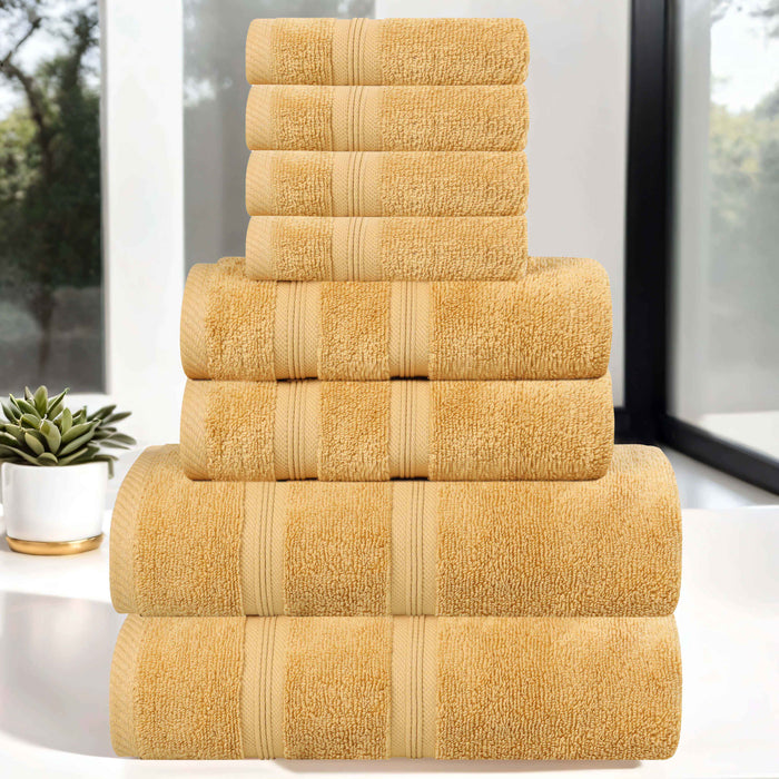 Smart Dry Zero Twist Cotton 8 Piece Solid Assorted Towel Set