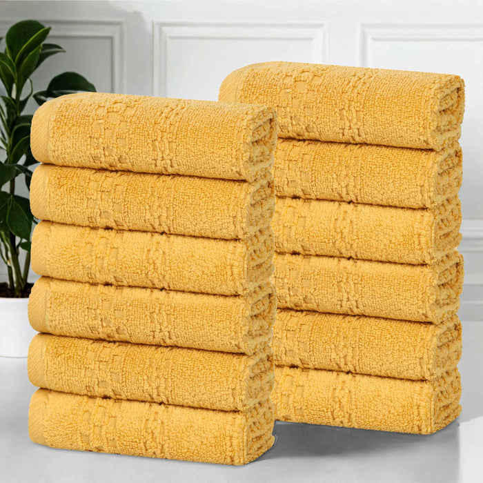 Playa Zero Twist Cotton Solid Waffle Textured Face Towels, Set of 12