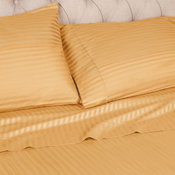 Egyptian Cotton 300 Thread Count 2 Piece Striped Pillowcase Set - Gold