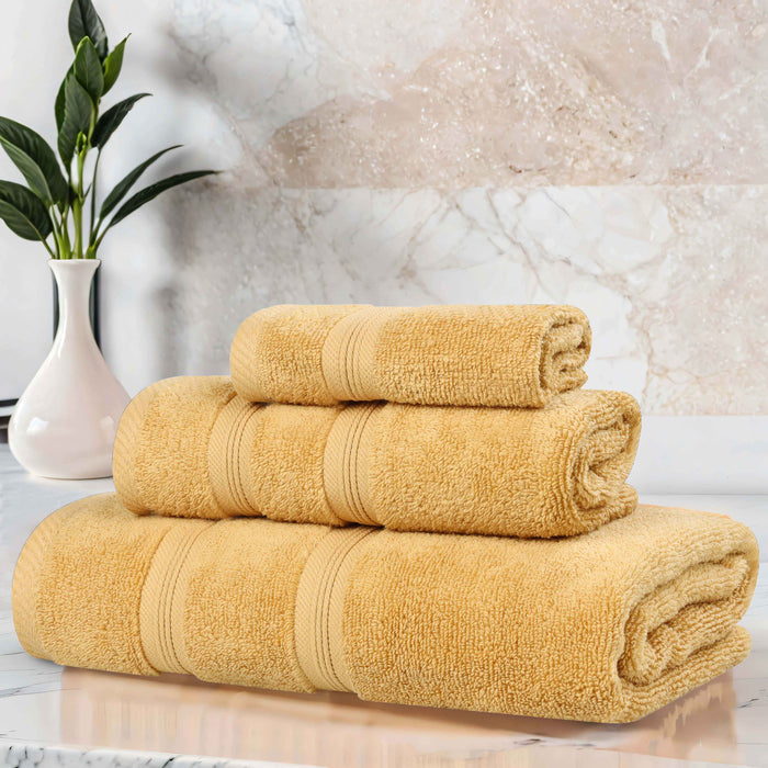 Smart Dry Zero Twist Cotton 3 Piece Solid Assorted Towel Set