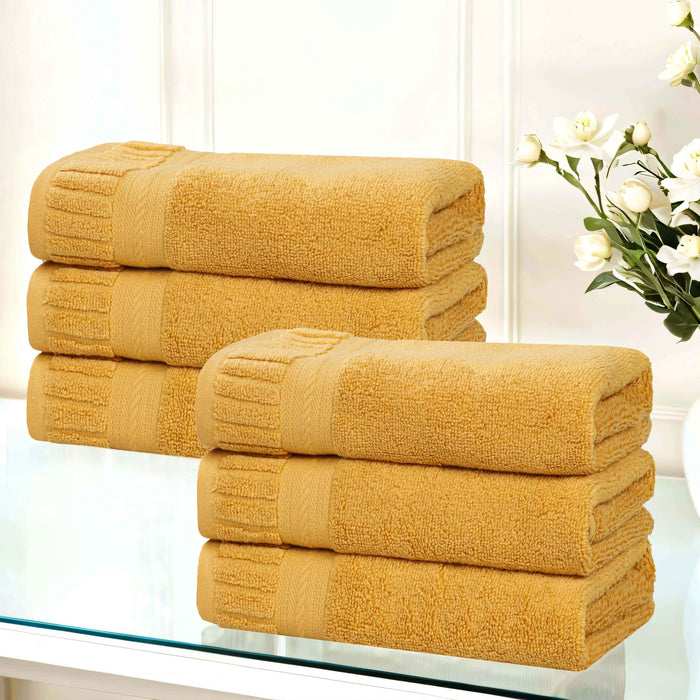 Venice Zero Twist Cotton Medium Weight Absorbent Hand Towels, Set of 6