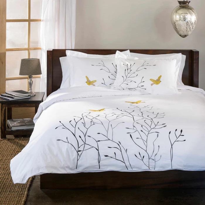 Swallow Cotton Embroidered Novelty 3 Piece Duvet Cover Set