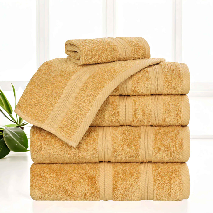 Smart Dry Zero Twist Cotton 6 Piece Solid Assorted Towel Set