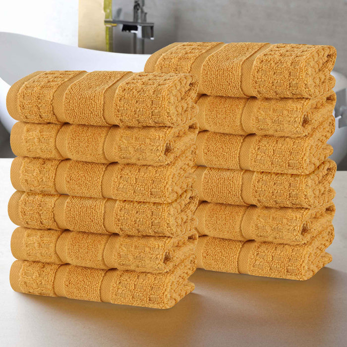 Zero Twist Cotton Waffle Honeycomb Soft Absorbent Face Towel Set of 12 - Blue Nile Mills