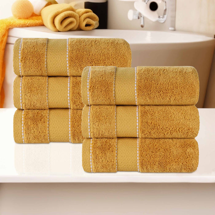 Niles Egypt Produced Giza Cotton Dobby Ultra-Plush Hand Towel Set of 6 - Gold