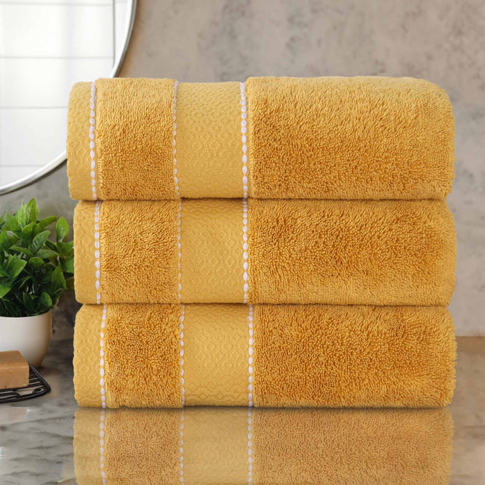 Niles Egypt Produced Giza Cotton Dobby Ultra-Plush Bath Towel Set of 3 - Gold
