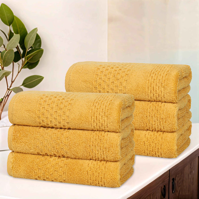 Playa Zero Twist Cotton Solid Waffle Textured Hand Towels, Set of 6