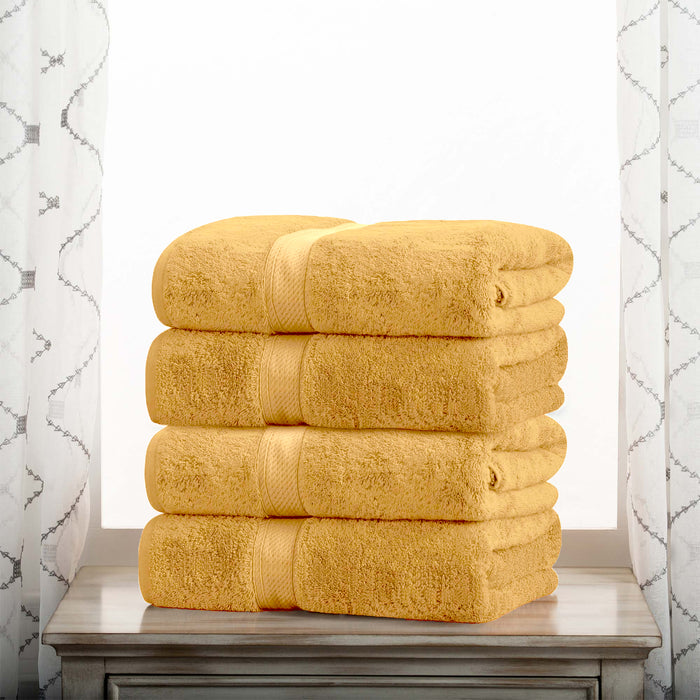 Egyptian Cotton Pile Plush Heavyweight Soft 4 Piece Bath Towel Set