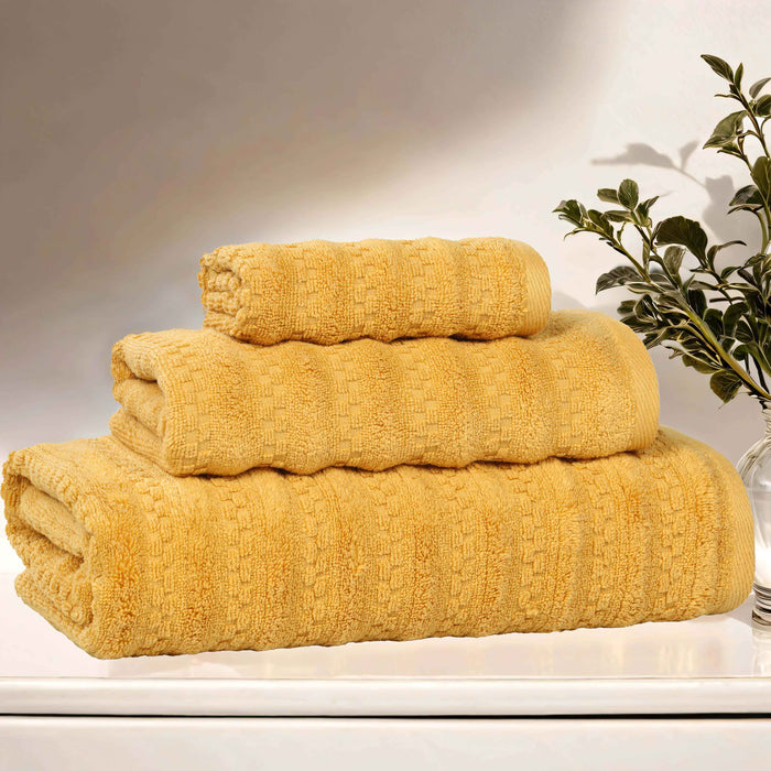 Zuma Zero Twist Cotton Medium Weight Soft Absorbent 3 Piece Towel Set