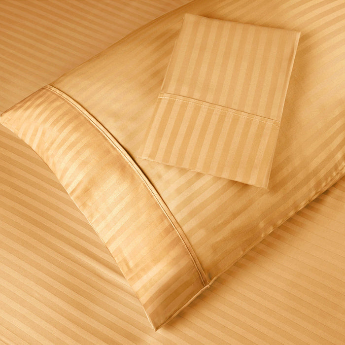 Egyptian Cotton 300 Thread Count 2 Piece Striped Pillowcase Set - Gold