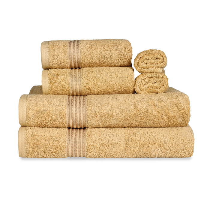 Heritage Egyptian Cotton 6 Piece Solid Towel Set - Gold