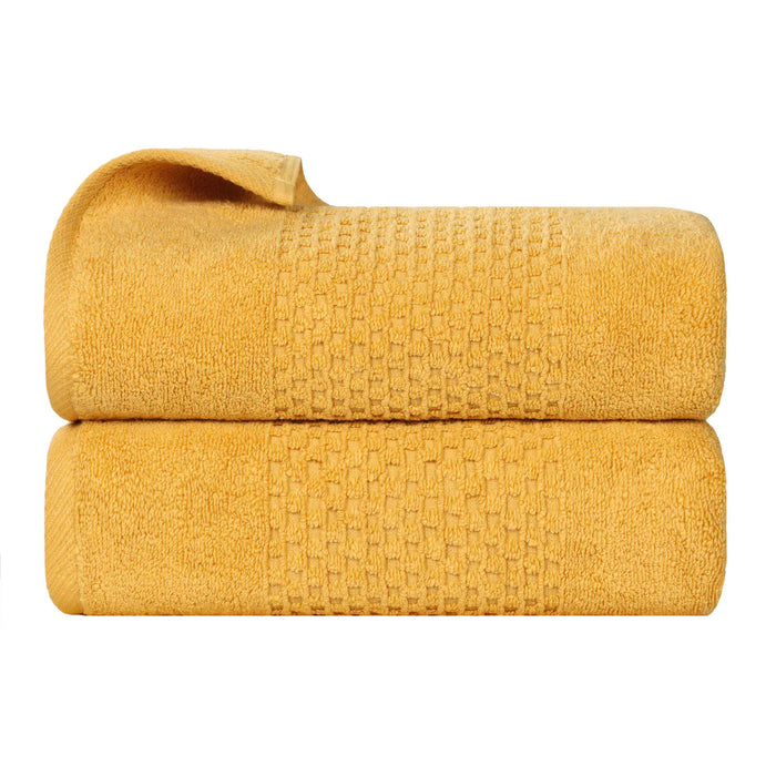 Playa Zero Twist Cotton Solid Waffle Textured Bath Towels, Set of 2