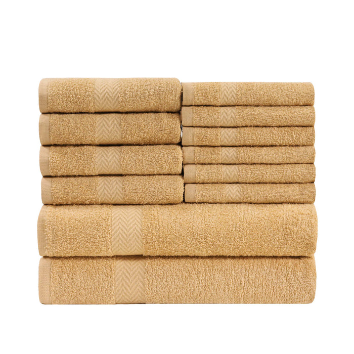 Franklin Cotton Eco Friendly 12 Piece Towel Set - Gold