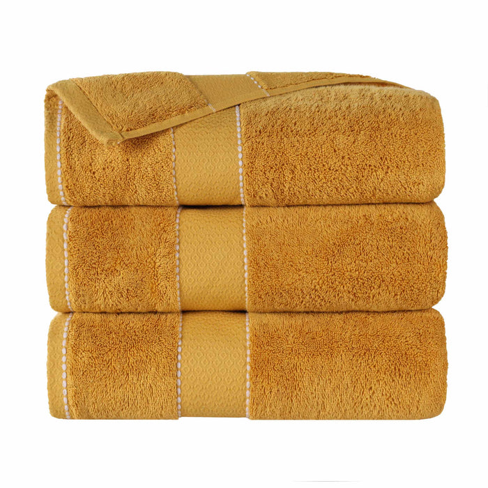Niles Egypt Produced Giza Cotton Dobby Ultra-Plush Bath Towel Set of 3 - Gold