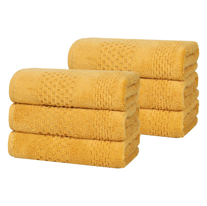 Playa Zero Twist Cotton Solid Waffle Textured Hand Towels, Set of 6