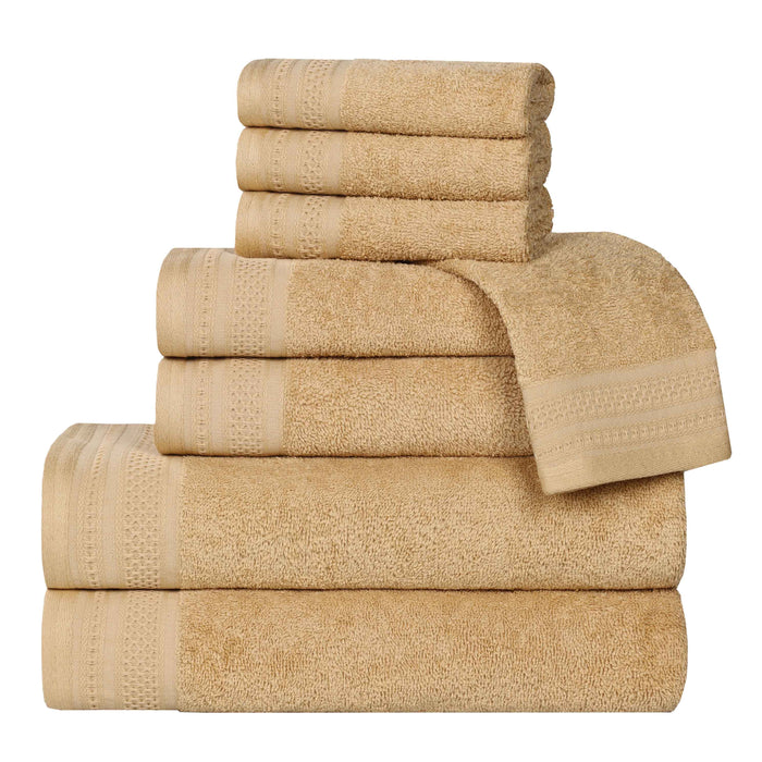 Honeycomb Textured Waffle Border Luxury Cotton 8 Piece Towel Set