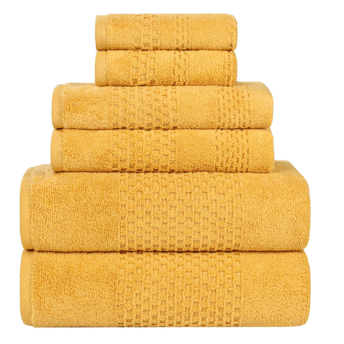 Playa Zero Twist Cotton Solid Waffle Textured 6 Piece Towel Set