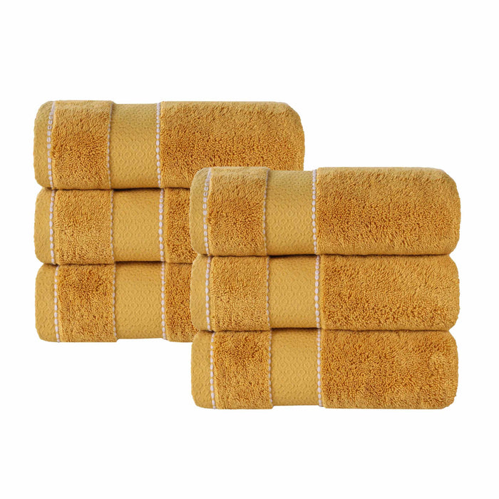 Niles Egypt Produced Giza Cotton Dobby Ultra-Plush Hand Towel Set of 6 - Gold