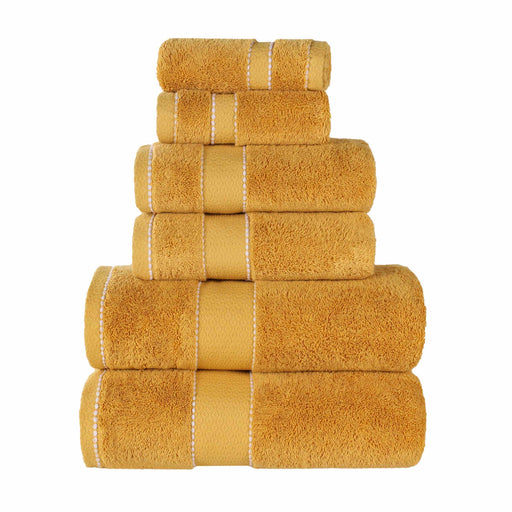 Niles Egypt Produced Giza Cotton Dobby Ultra-Plush 6 Piece Towel Set - Gold
