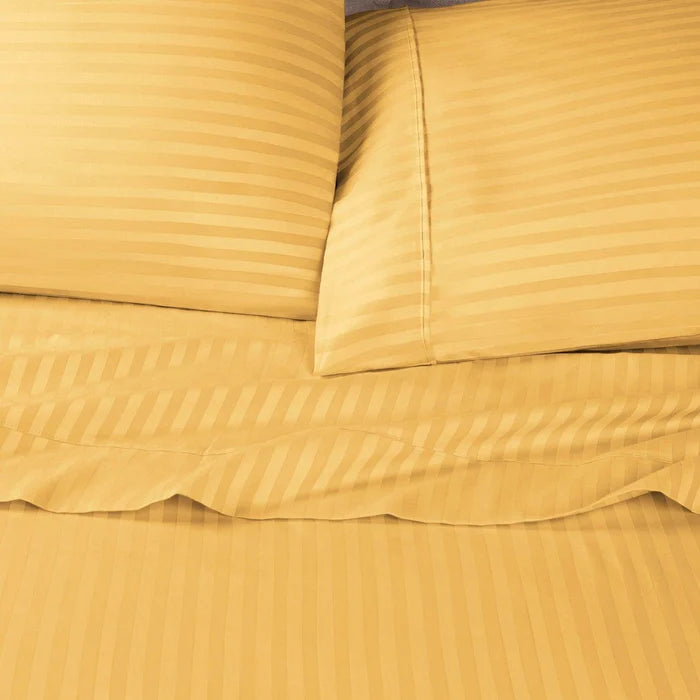 Egyptian Cotton 600 Thread Count 2 Piece Striped Pillowcase Set - Gold