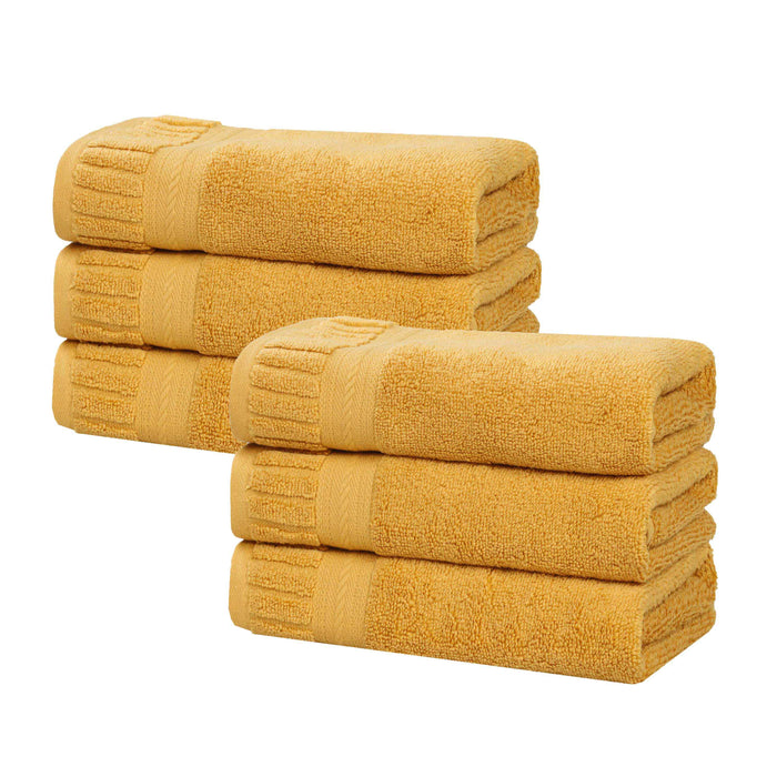 Venice Zero Twist Cotton Medium Weight Absorbent Hand Towels, Set of 6