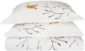 Swallow Cotton Embroidered Novelty 3 Piece Duvet Cover Set - Gold