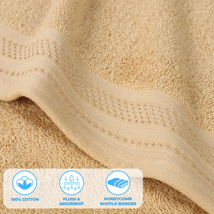 Honeycomb Textured Waffle Border Luxury Cotton 8 Piece Towel Set