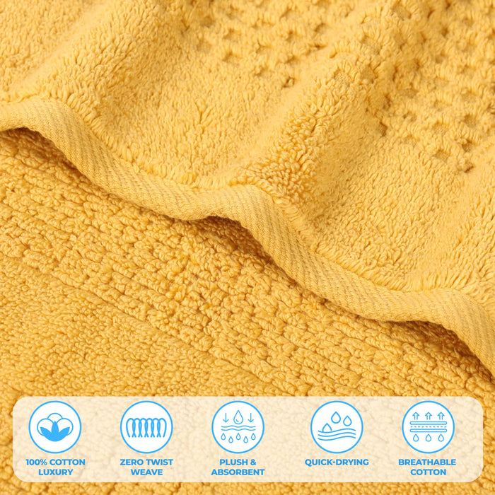 Playa Zero Twist Cotton Solid Waffle Textured 9 Piece Towel Set