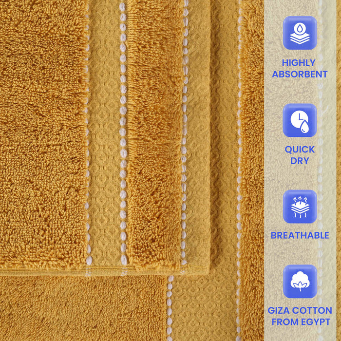 Niles Egypt Produced Giza Cotton Dobby Face Towel Washcloth Set of 12 - Gold