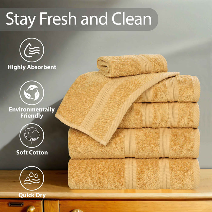 Smart Dry Zero Twist Cotton 6 Piece Solid Assorted Towel Set